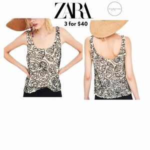𝅺ZARA Embroidered Mesh/Net Oversize Boxy Tank Top